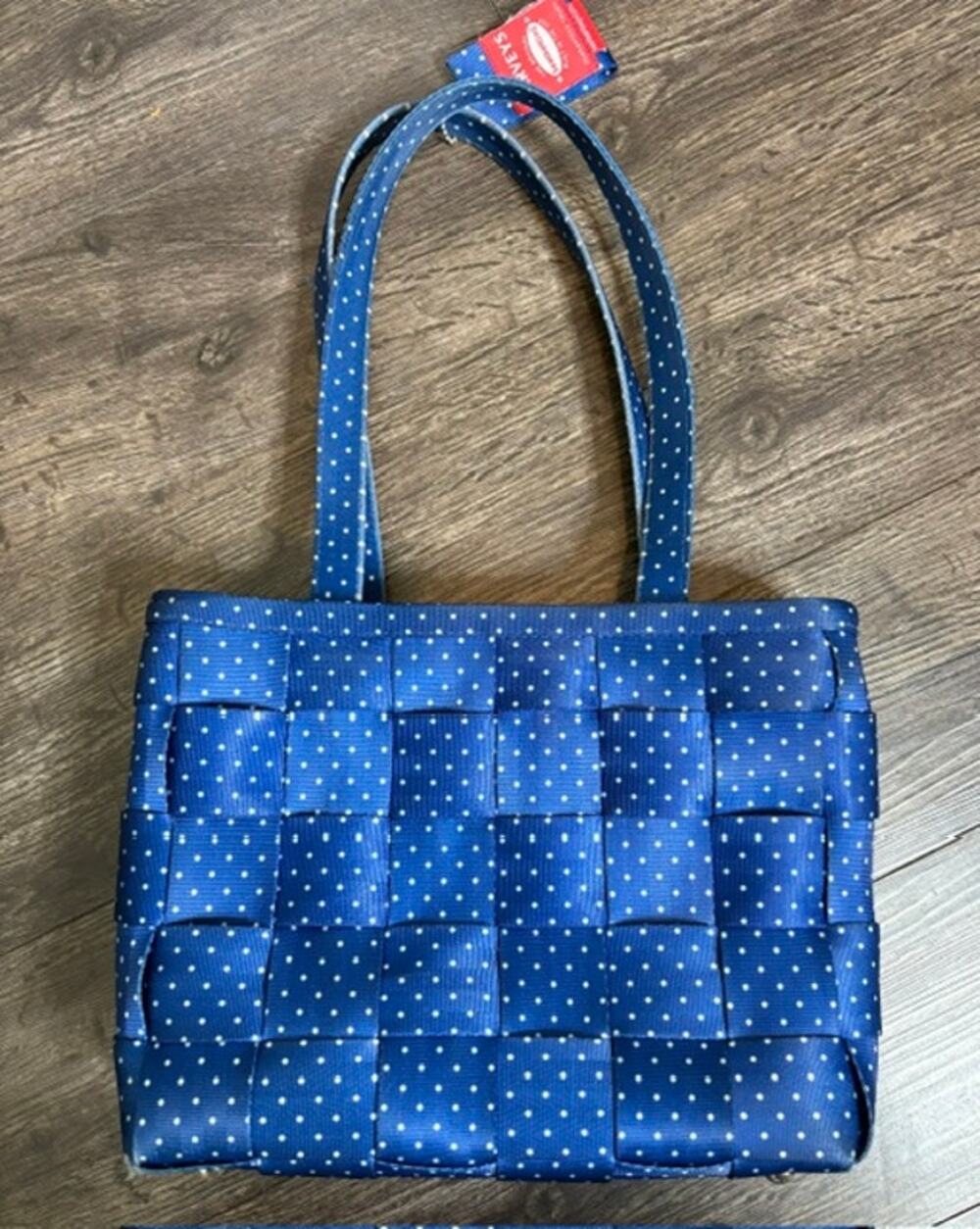 Harveys Seatbelt Bag Royal Blue/White Polka Dots Large Tote